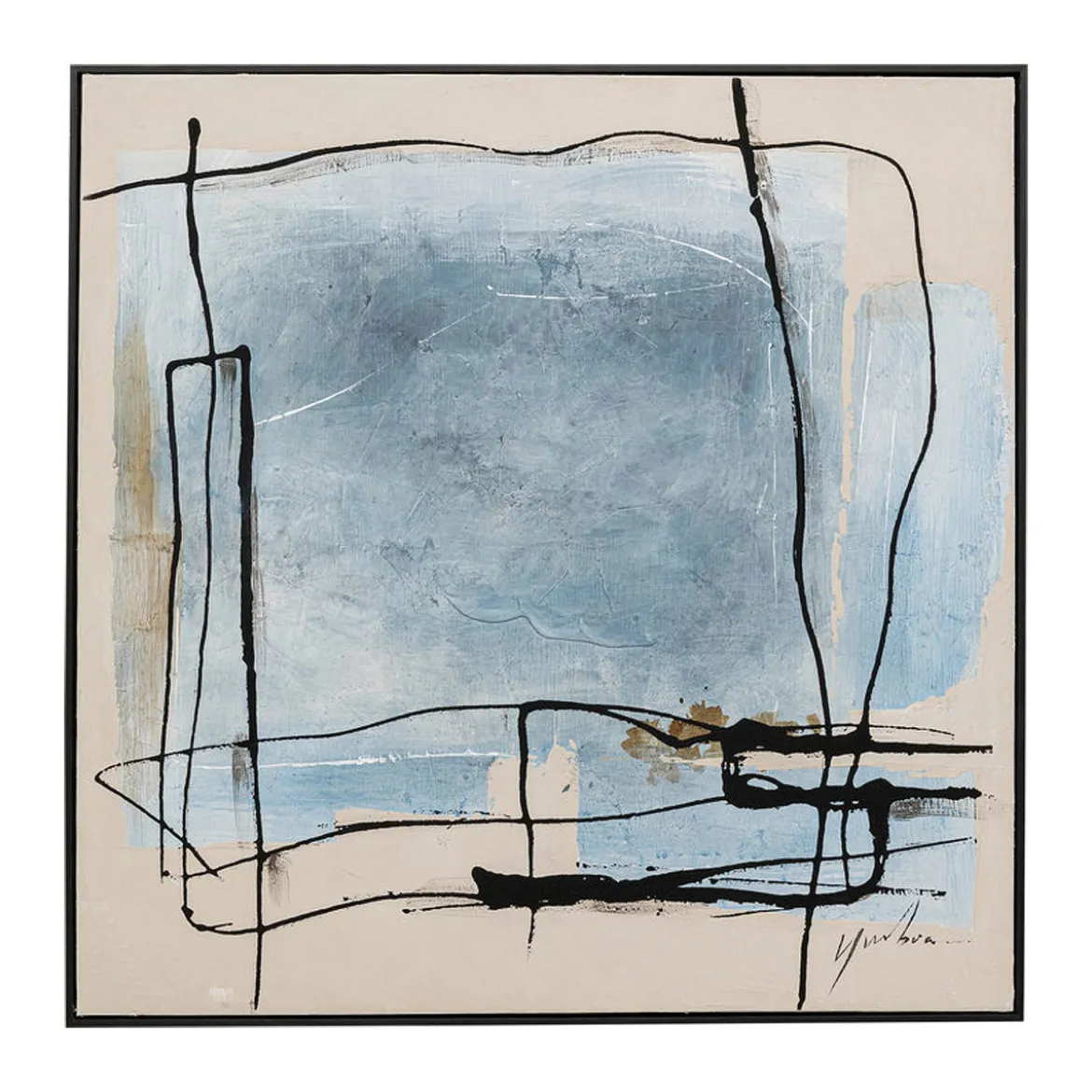 Abstract schilderij beige blauw - Kare Design Dust Blue
