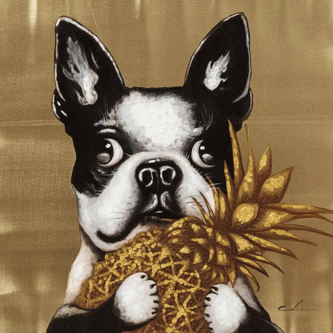 Afbeelding van hond met ananas - Kare Design Touched