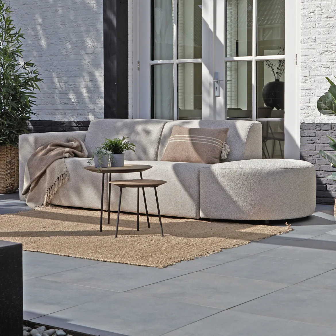All-weather tuinbank met ronde hocker - Bodio Fendi