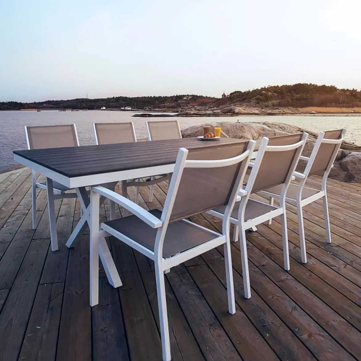Aluminium tuinset 6 persoons - Brafab Leone Set