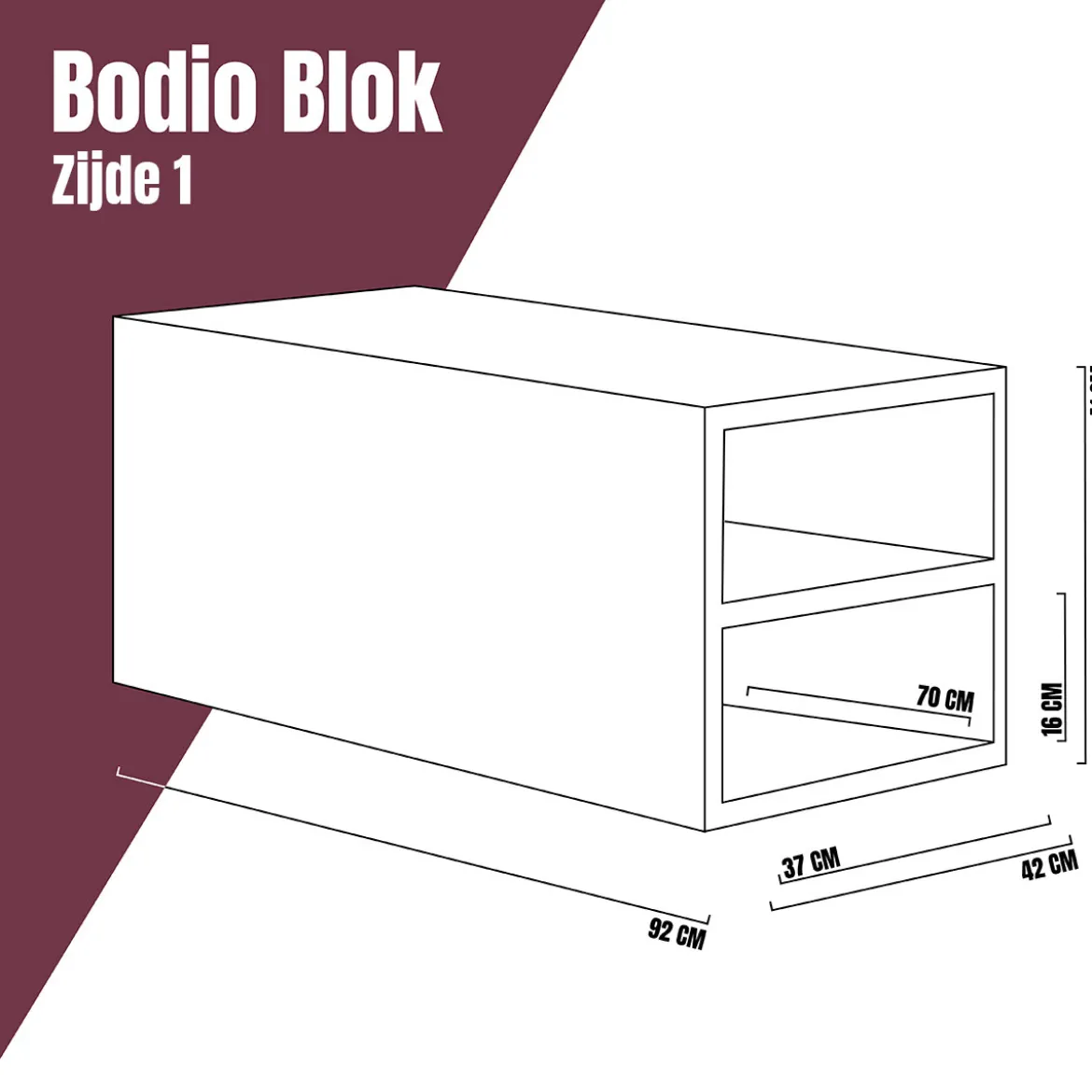 Banktafel met opbergruimte - Bodio Blok