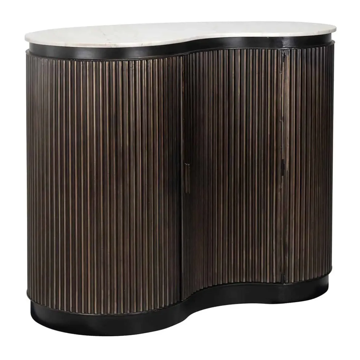 Barmeubel hout met ribbels en marmer - Richmond Interiors Mayfield