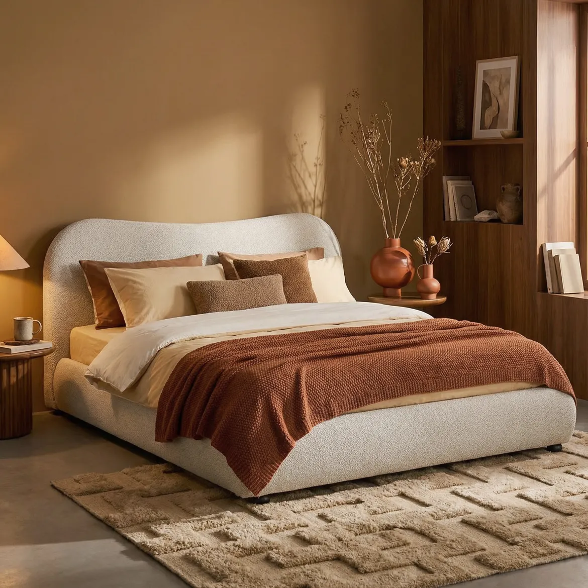 Bedframe stof met organisch hoofdbord - Bodio Zen