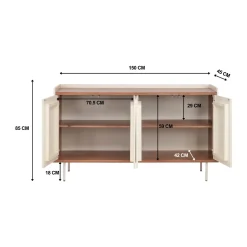 Beige dressoir met ribbels - Bodio Kaze