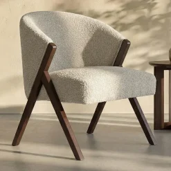 Beige fauteuil met hout - Bodio Lorraine