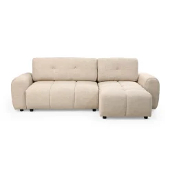 Beige slaapbank met chaise longue - Bodio Wavy