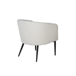 Beige teddy fauteuil zwarte poten - Lavis Fluffy