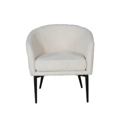 Beige teddy fauteuil zwarte poten - Lavis Fluffy