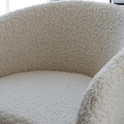 Beige teddy fauteuil zwarte poten - Lavis Fluffy