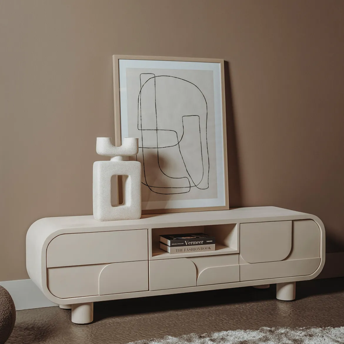 Beige tv-meubel organisch - Tower Living Alviano
