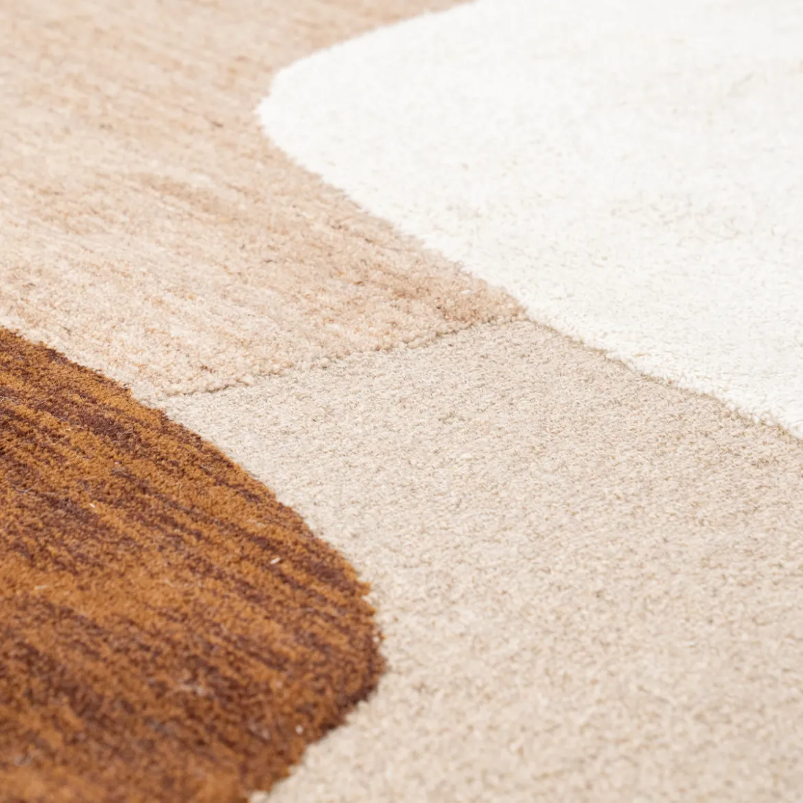 Beige vloerkleed organische vorm - By-Boo Ogani
