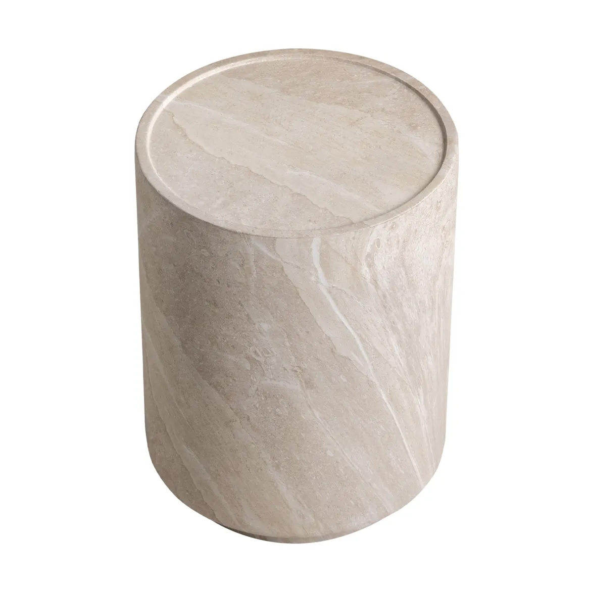 Bijzettafel beige steen rond - Bodio Sofia