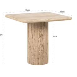 Bijzettafel beige travertin marmer - Richmond Interiors Hampton