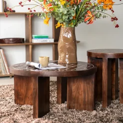 Bijzettafel hout met tegeltjes - By-Boo TiledUp