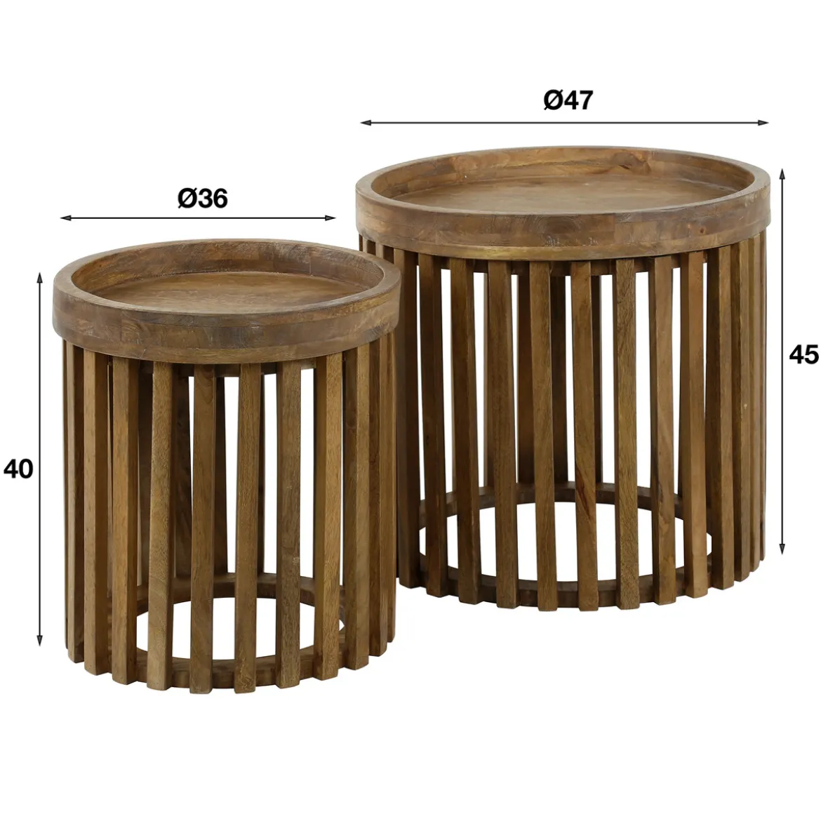 Bijzettafelset houten latten - Giani Tweak