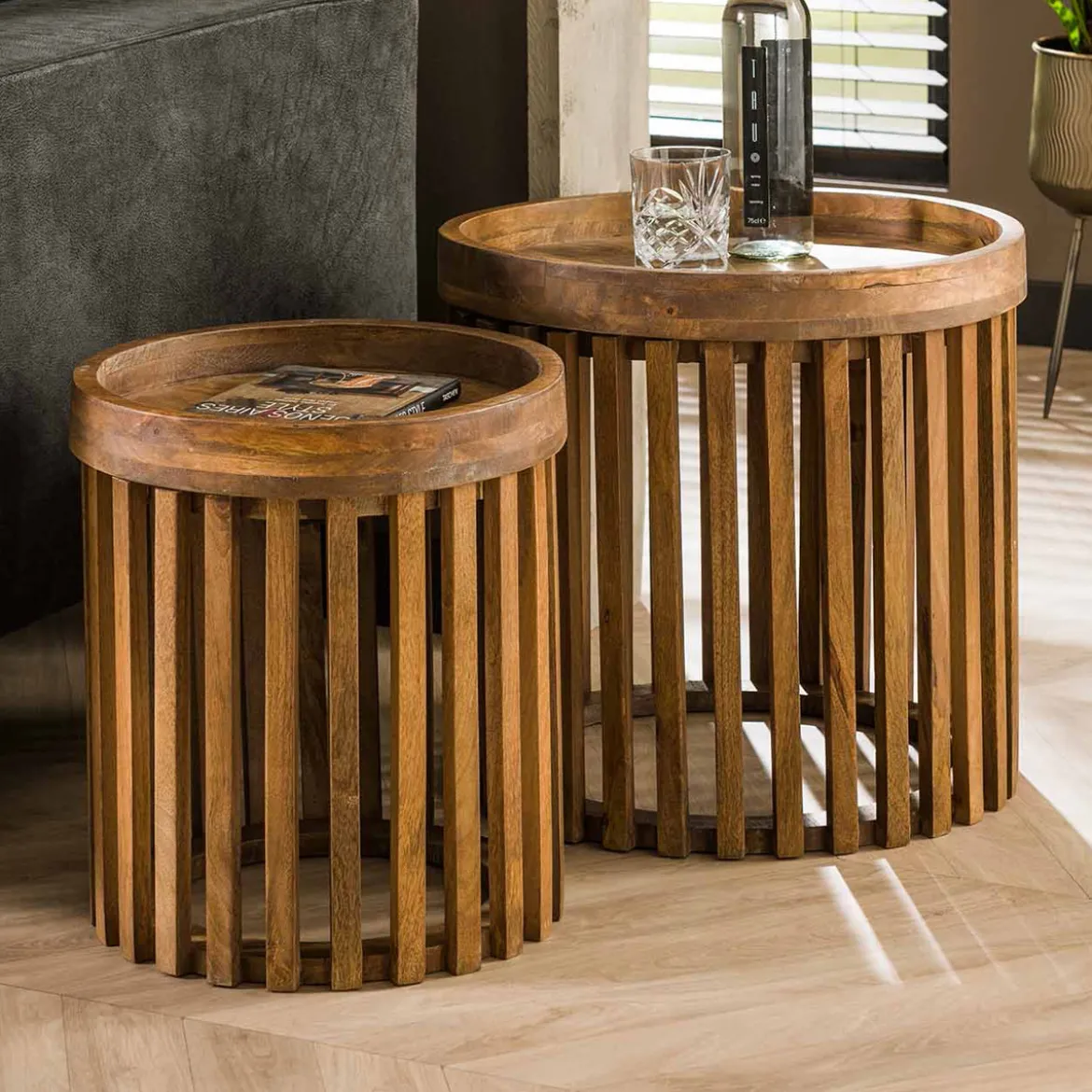 Bijzettafelset houten latten - Giani Tweak