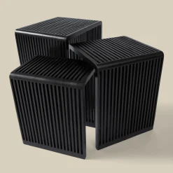 Bijzettafel set latjes zwart teak - Bodio Teak Slats