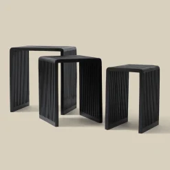 Bijzettafel set latjes zwart teak - Bodio Teak Slats