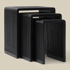 Bijzettafel set latjes zwart teak - Bodio Teak Slats