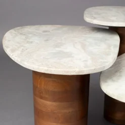 Bijzettafel set organisch marmer - Dutchbone Suki