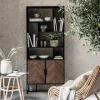 Boekenkast zwart teak met visgraat - DTP Home Criss Cross