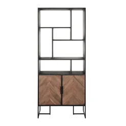 Boekenkast zwart teak met visgraat - DTP Home Criss Cross