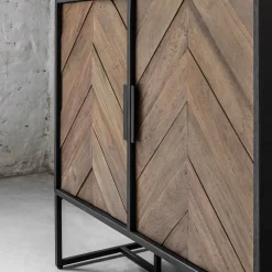 Boekenkast zwart teak met visgraat - DTP Home Criss Cross