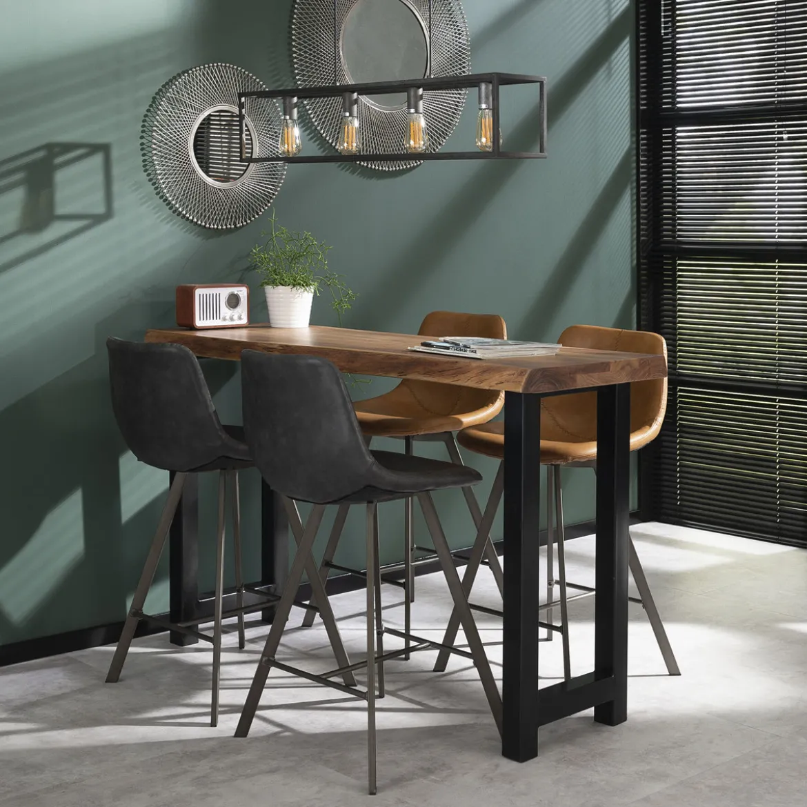 Boomstam bartafel massief acaciahout - Giani Borneo