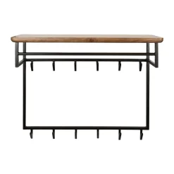 Bronze kapstok met acaciahout hoog - Santa Edge Curve