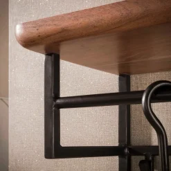 Bronze kapstok met acaciahout hoog - Santa Edge Curve