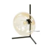 Bronze tafellamp met rond beige glas - Santa Soll