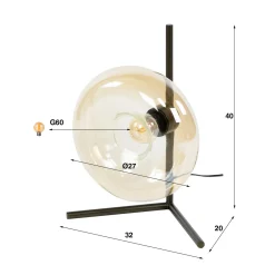 Bronze tafellamp met rond beige glas - Santa Soll