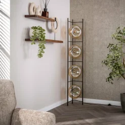 Bronze vloerlamp met rond beige glas - Santa Soll