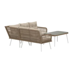 Bruine loungeset hoekbank met tafel - Lavis Ibiza
