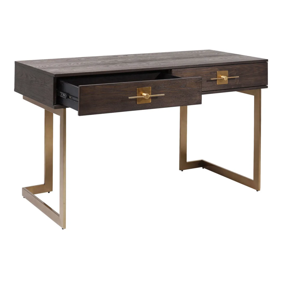 Bureau donker hout met messing - Kare Design Osaka