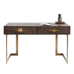 Bureau donker hout met messing - Kare Design Osaka