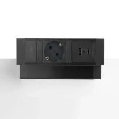 Bureau stekkerdoos zwart 1x230V, 1xUSB-A, 1xUSB-C (incl. aansluitsnoer randaarde 1,5 meter) - Lavis Power Desk Up® 2.0