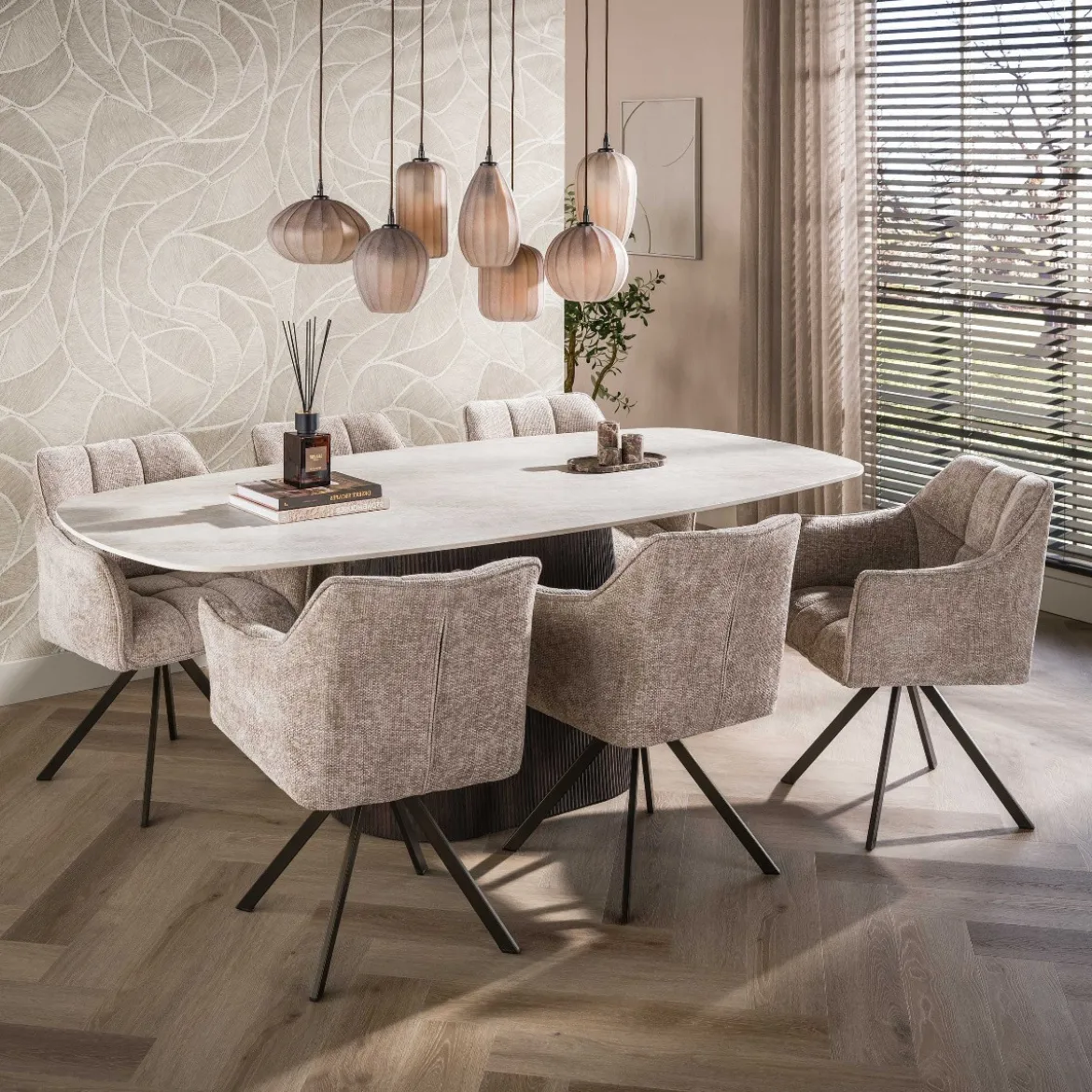 Deens ovale eettafel keramiek - Giani ceramo Centro