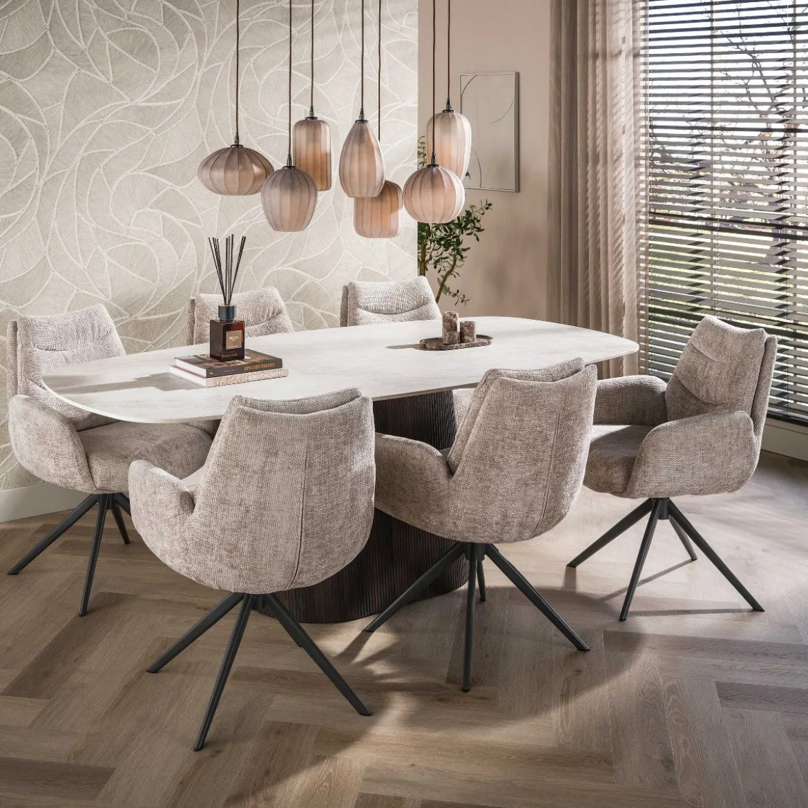 Deens ovale eettafel keramiek - Giani ceramo Centro