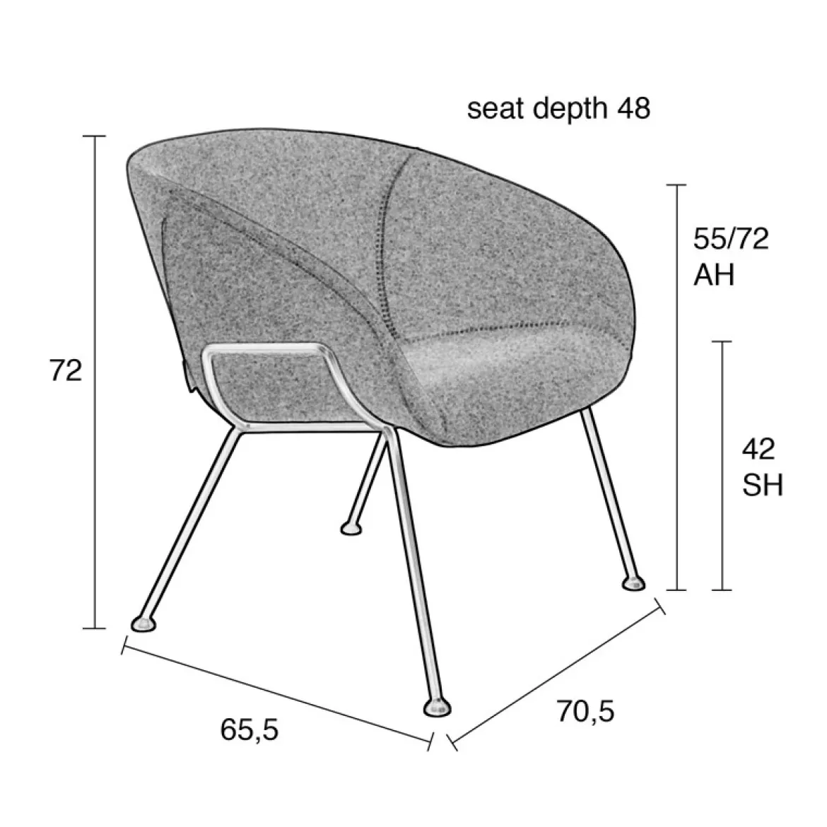 Design fauteuil kuipzitting - Zuiver Feston