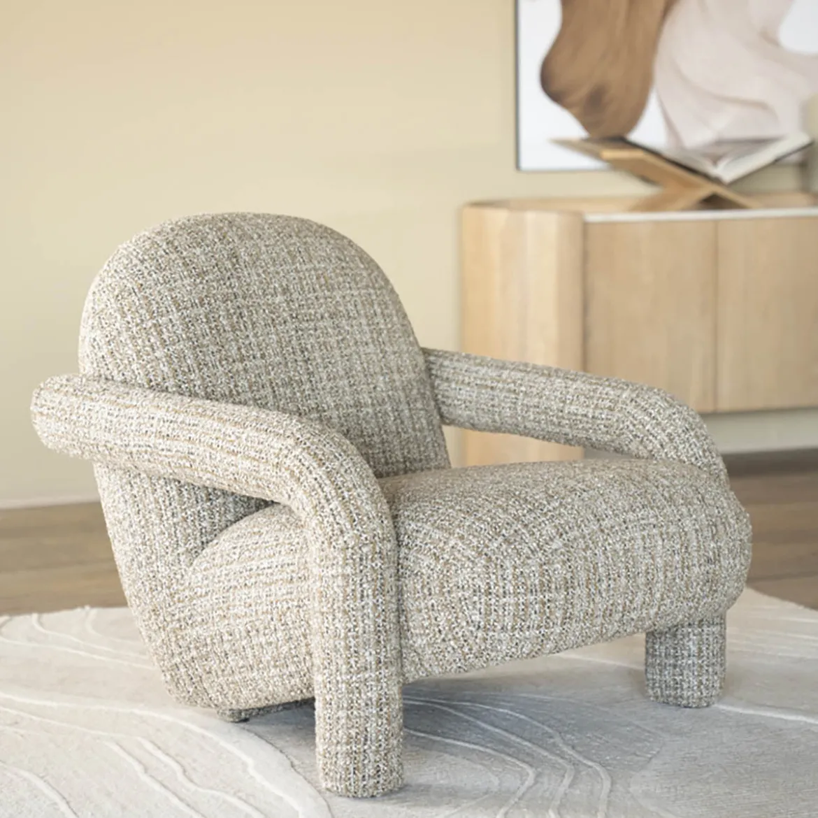 Design fauteuil met stoffen armleuning - Eleonora Monica