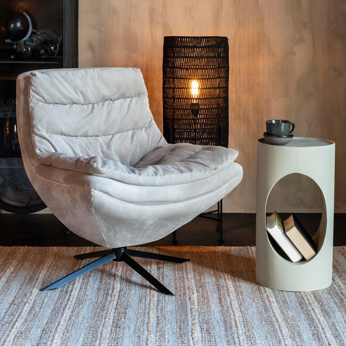 Design fauteuil ribstof - Dutchbone Vince