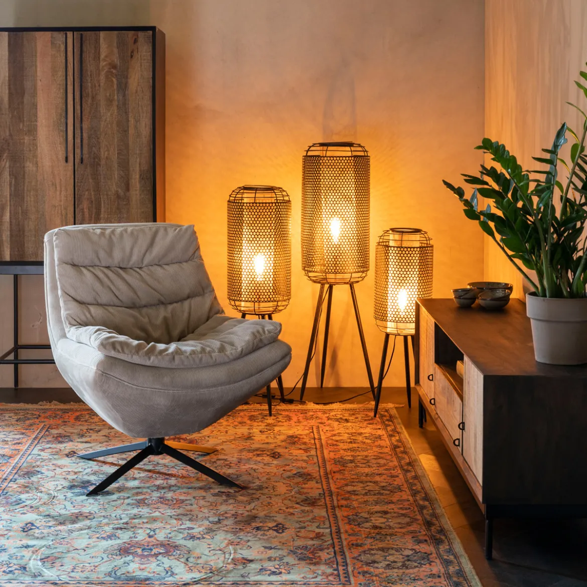 Design fauteuil ribstof - Dutchbone Vince