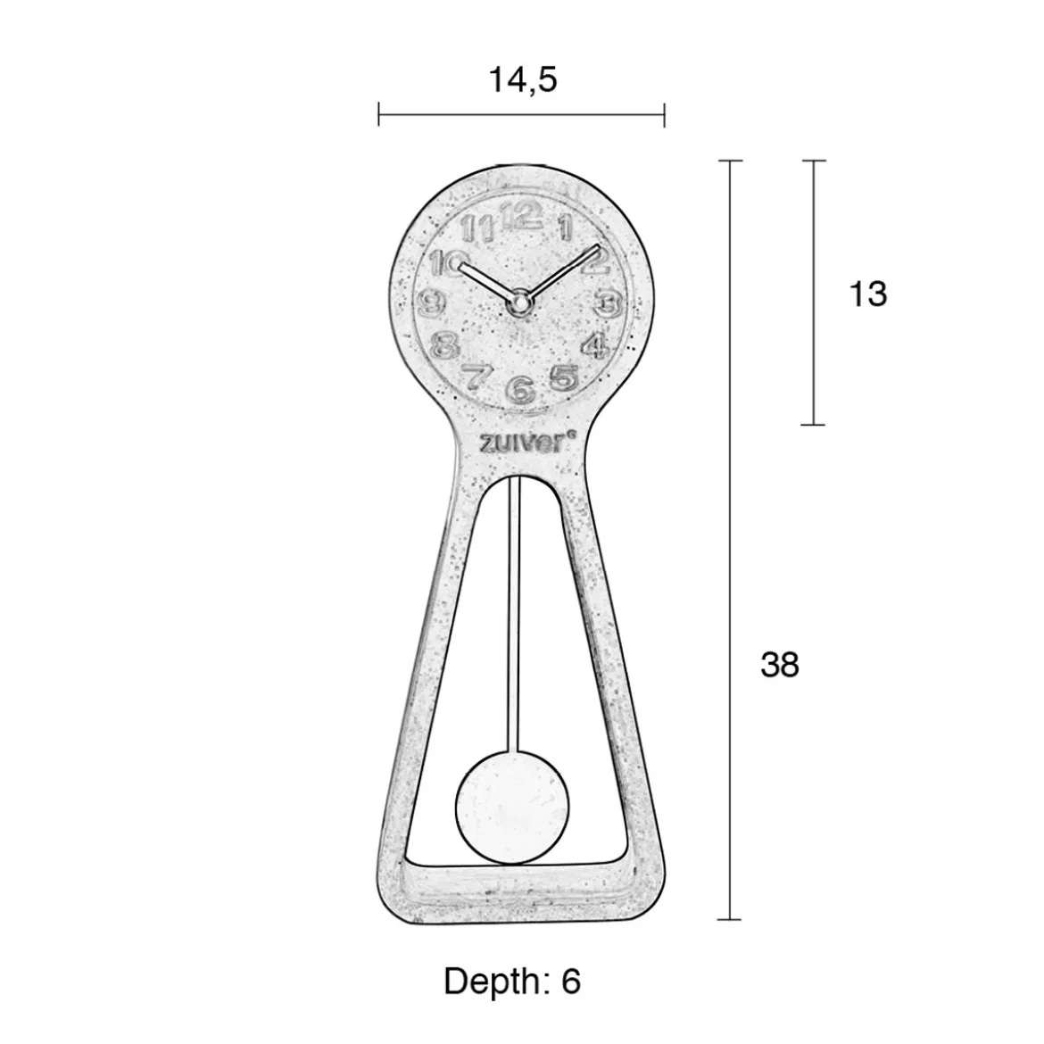 Design klok tafelmodel - Zuiver Pendulum Terrazzo