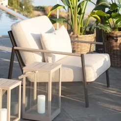 Design loungeset zwart metaal en betonlook - Brafab Lyra Set