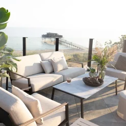 Design loungeset zwart metaal en betonlook - Brafab Lyra Set