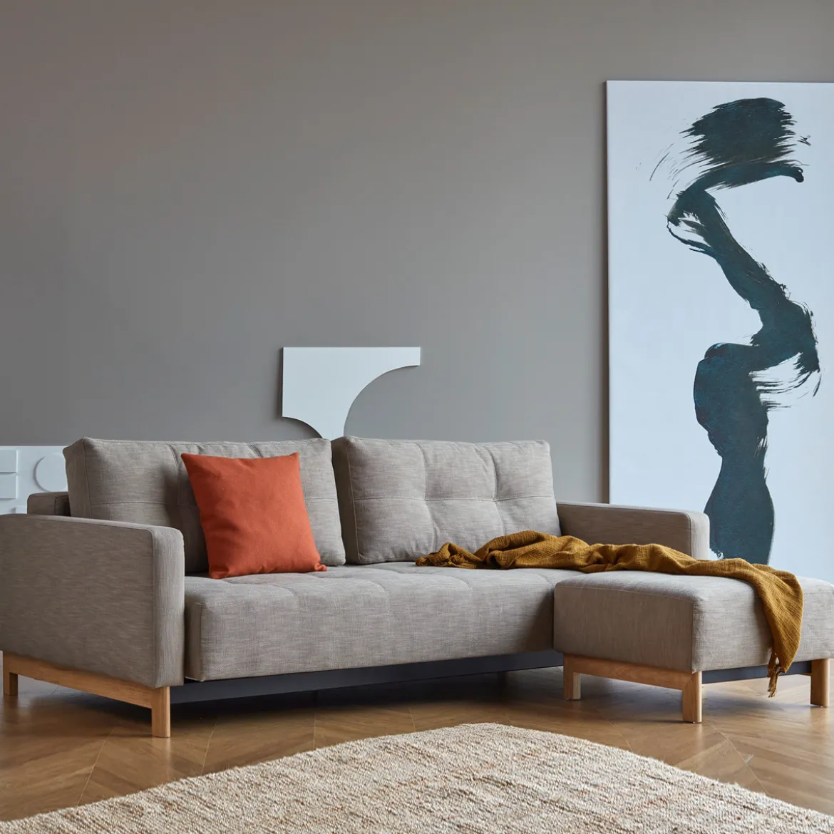 Design poef met eikenhout - Innovation Living Pyxis D.E.L.