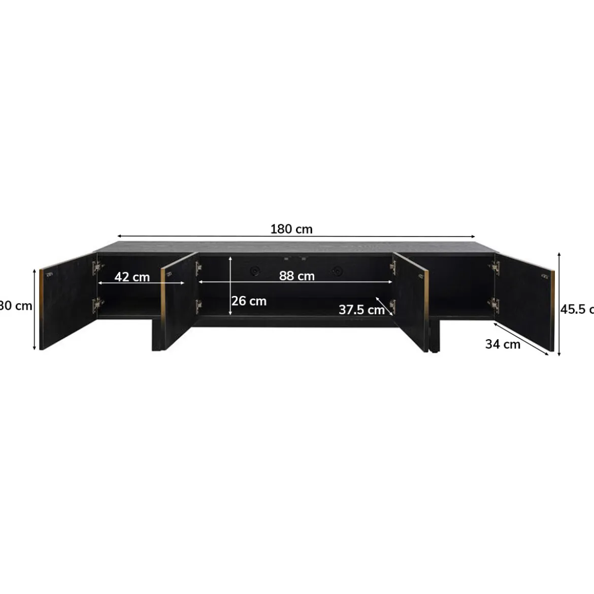 Design tv-meubel zwart met goud - Kare Design Prezioso
