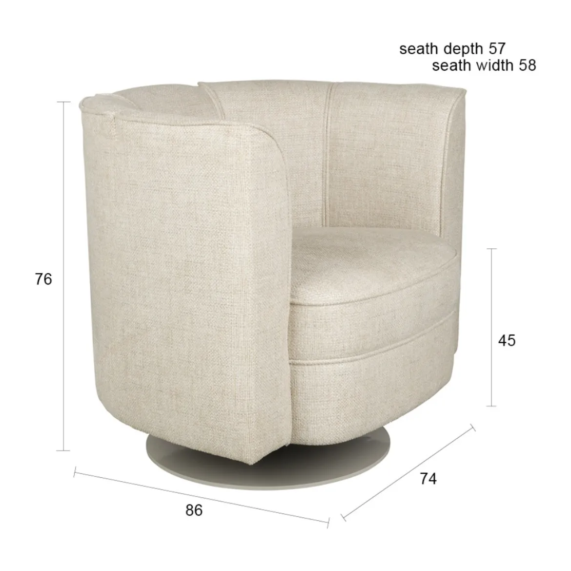 Draaibaar fauteuil beige - Dutchbone Flower
