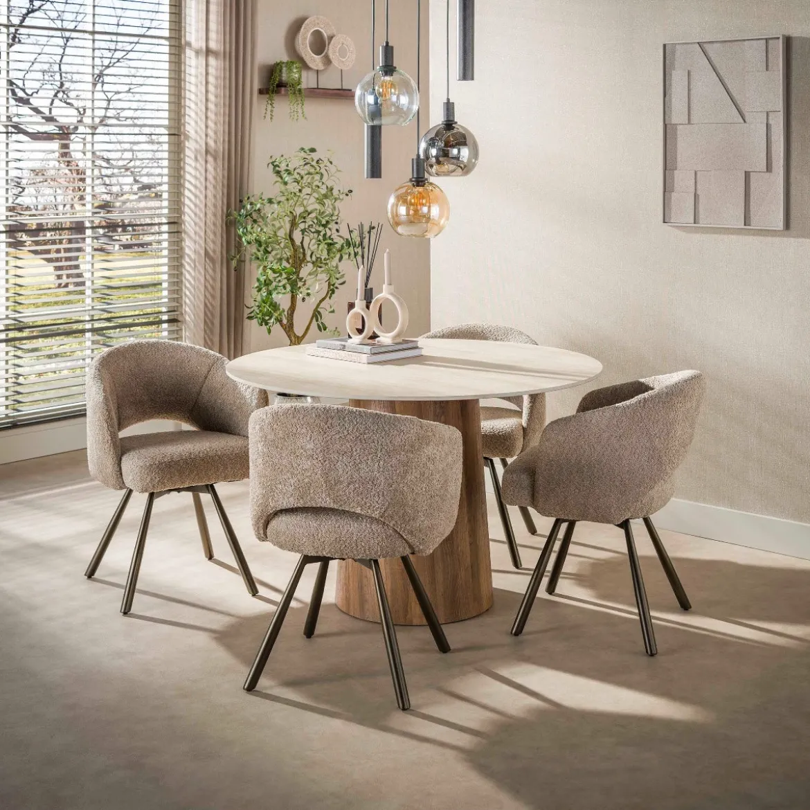 Draaibare eetkamerstoel boucle - Giani Salon Cross
